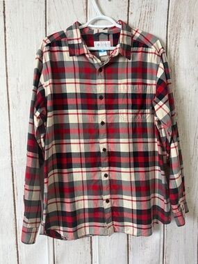 Columbia Vapor Ridge Ill Red and Gray Plaid Long Sleeve
Button Down Shirt L